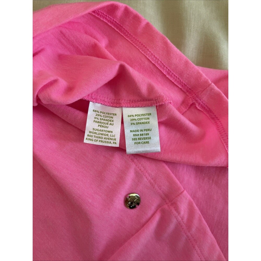 Lilly Pulitzer Lyra Pink Top Ruffled Cold Shoulder size S - Picture 6 of 6